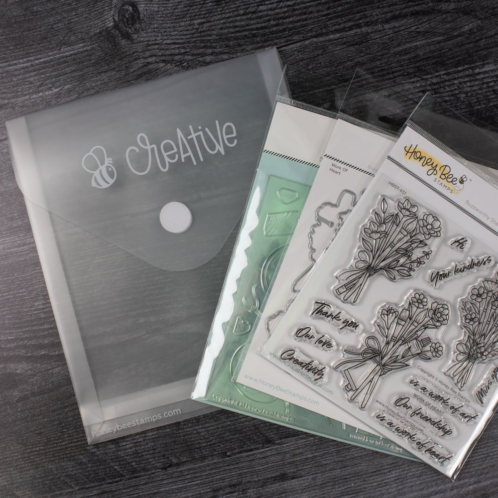 Bee Creative Project Storage Pouch - 7 - 3/8" x 8 - 1/2" Plastic Envelope - Honey Bee Stamps