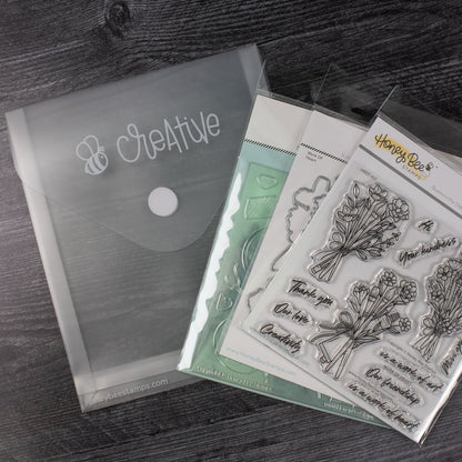 Bee Creative Project Storage Pouch - 7 - 3/8" x 8 - 1/2" Plastic Envelope - Honey Bee Stamps