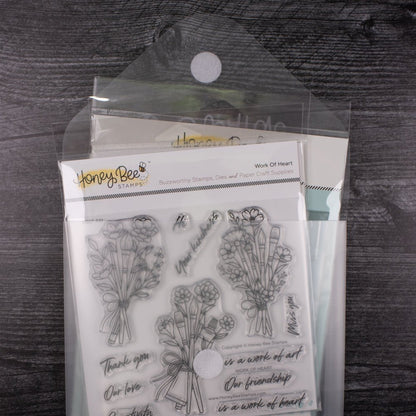 Bee Creative Project Storage Pouch - 7 - 3/8" x 8 - 1/2" Plastic Envelope - Honey Bee Stamps