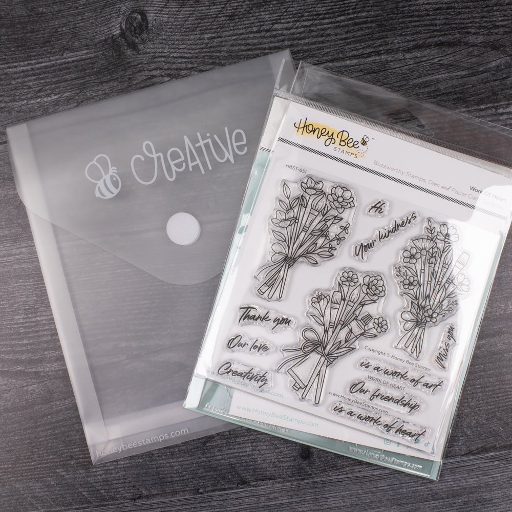 Bee Creative Project Storage Pouch - 7 - 3/8" x 8 - 1/2" Plastic Envelope - Honey Bee Stamps