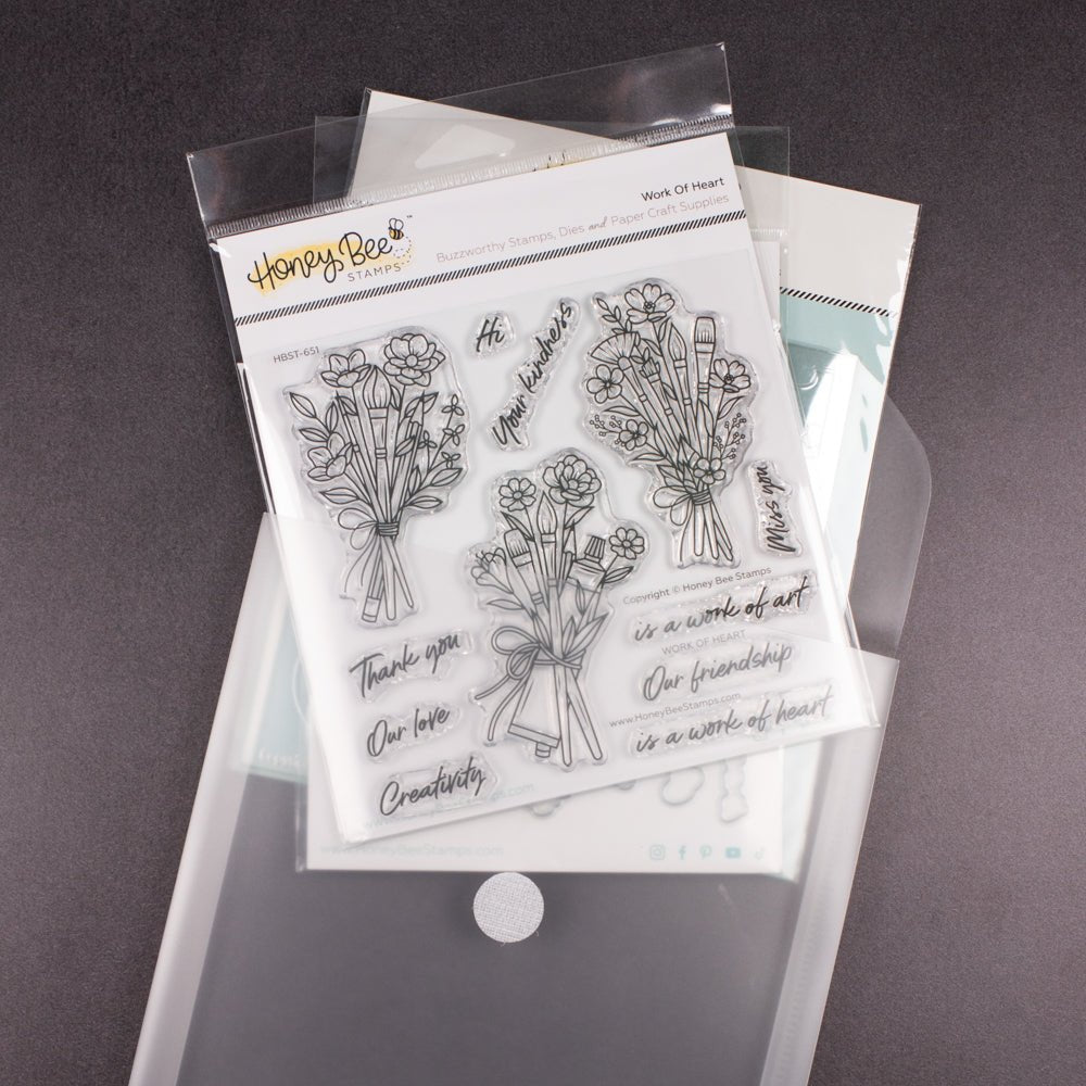 Bee Creative Project Storage Pouch - 7 - 3/8" x 8 - 1/2" Plastic Envelope - Honey Bee Stamps