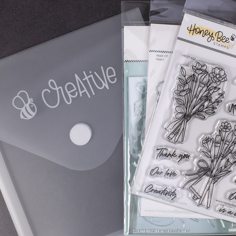 Bee Creative Project Storage Pouch - 7 - 3/8" x 8 - 1/2" Plastic Envelope - Honey Bee Stamps