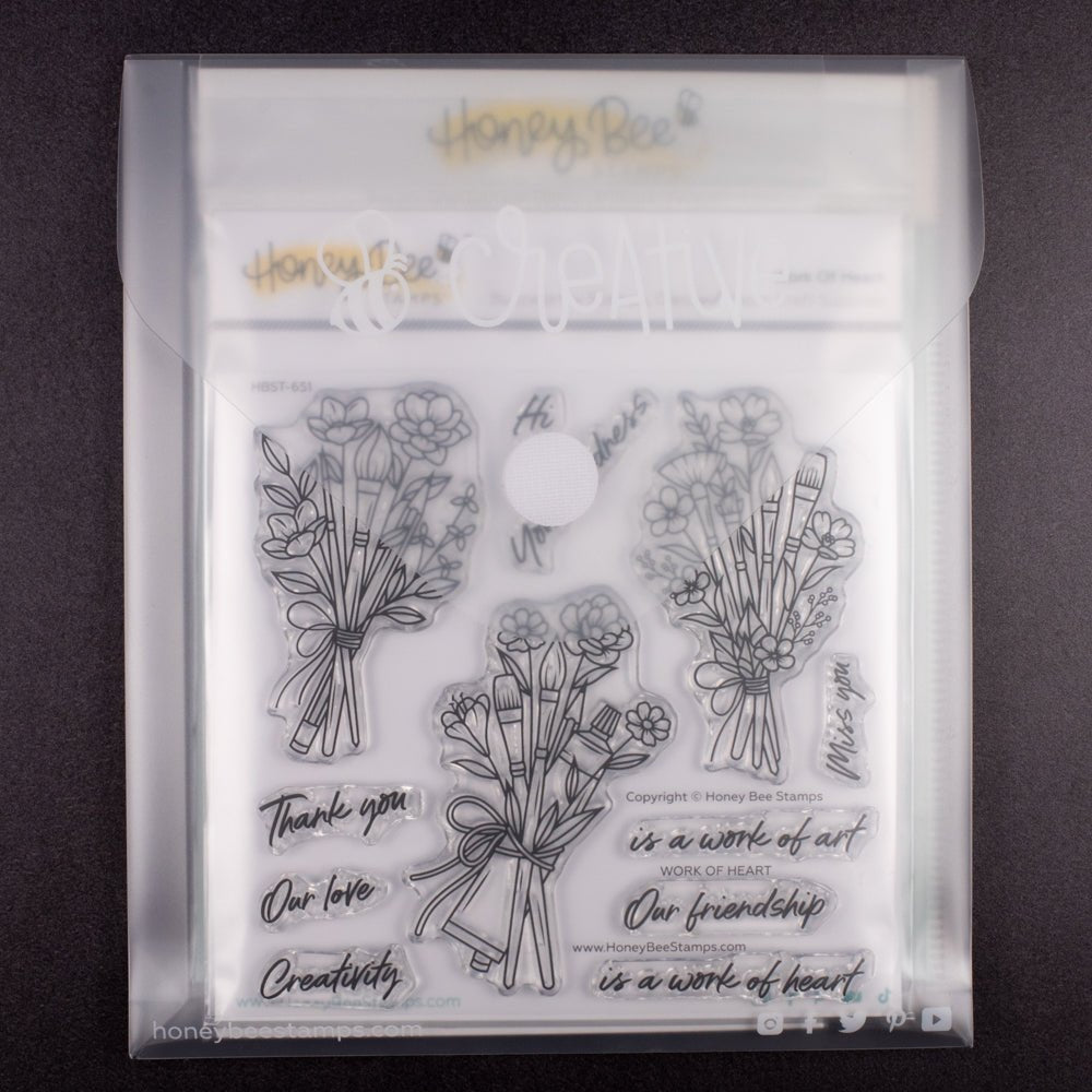 Bee Creative Project Storage Pouch - 7 - 3/8" x 8 - 1/2" Plastic Envelope - Honey Bee Stamps