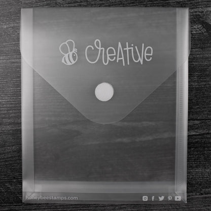 Bee Creative Project Storage Pouch - 7 - 3/8" x 8 - 1/2" Plastic Envelope - Honey Bee Stamps