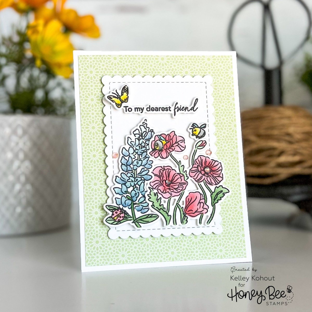 Bees & Bonnets - 5x6 Photopolymer Stamp Set - Honey Bee Stamps