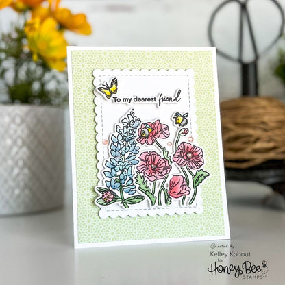 Bees & Bonnets - 5x6 Photopolymer Stamp Set - Honey Bee Stamps