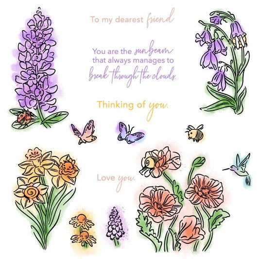 Bees & Bonnets - 5x6 Photopolymer Stamp Set - Honey Bee Stamps