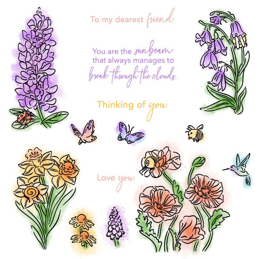 Bees & Bonnets - 5x6 Photopolymer Stamp Set - Honey Bee Stamps