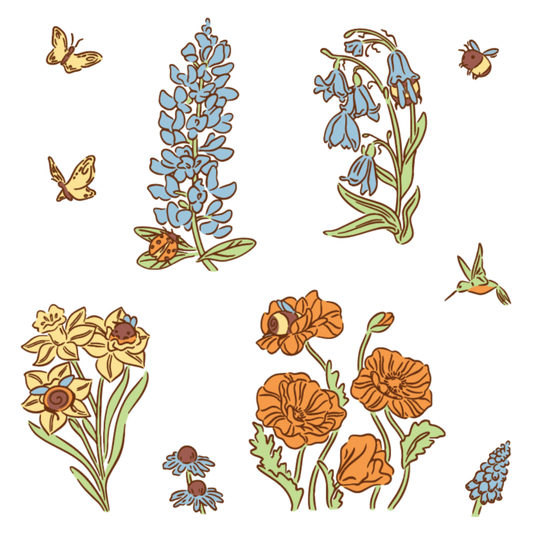 Bees & Bonnets - Set of 5 - 6"x6" Coordinating Stencils - Honey Bee Stamps