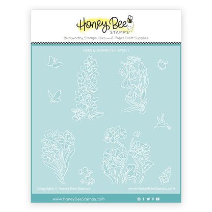 Bees & Bonnets - Set of 5 - 6"x6" Coordinating Stencils - Honey Bee Stamps