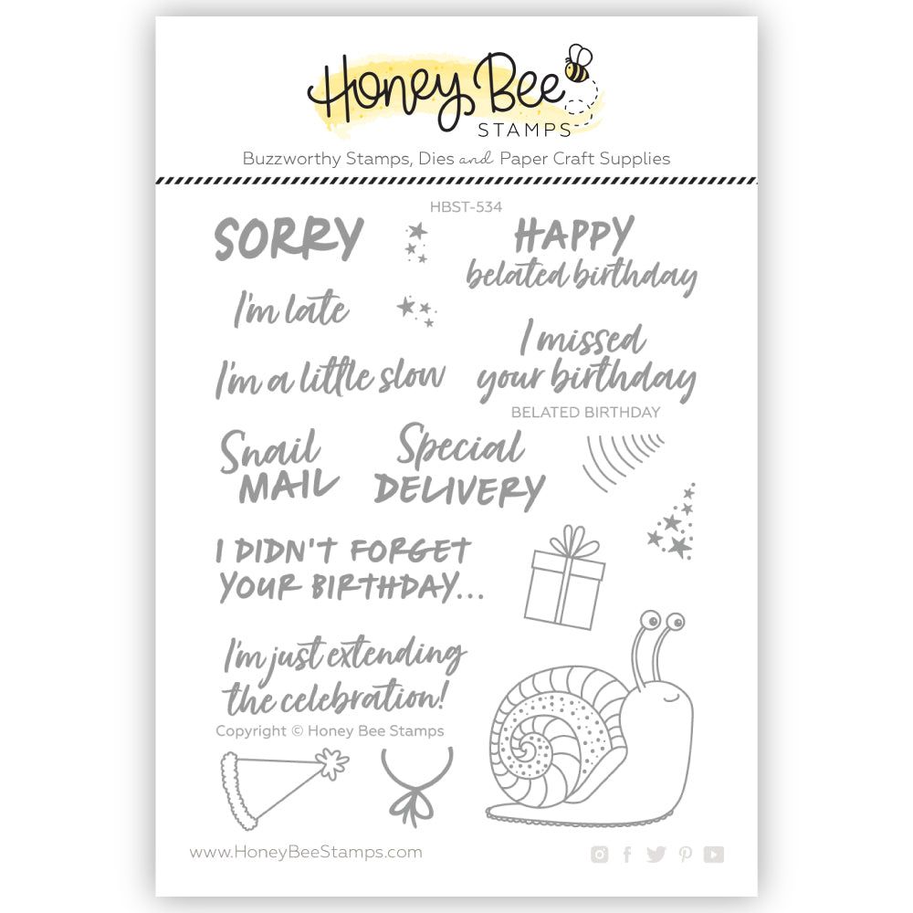 Belated Birthday - 4x5 Photopolymer Stamp Set - Honey Bee Stamps
