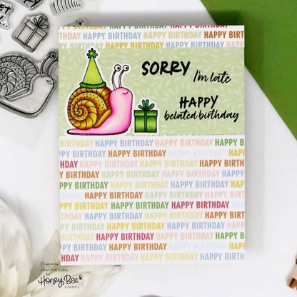 Belated Birthday - 4x5 Photopolymer Stamp Set - Honey Bee Stamps