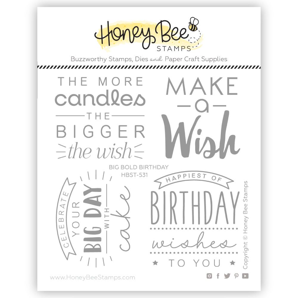 Big Bold Birthday - 4x4 Photopolymer Stamp Set - Honey Bee Stamps