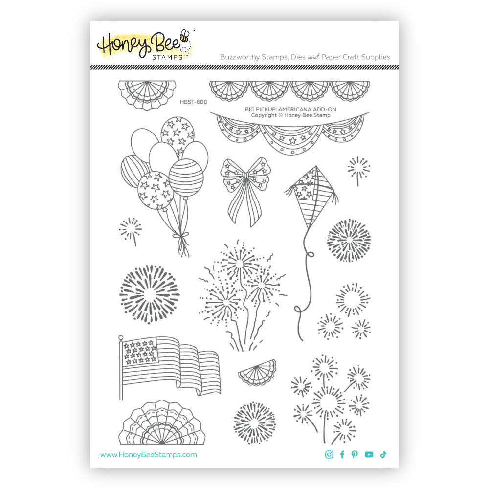 Big Pickup: Americana Add on - 6x8 Photopolymer Stamp Set - Honey Bee Stamps