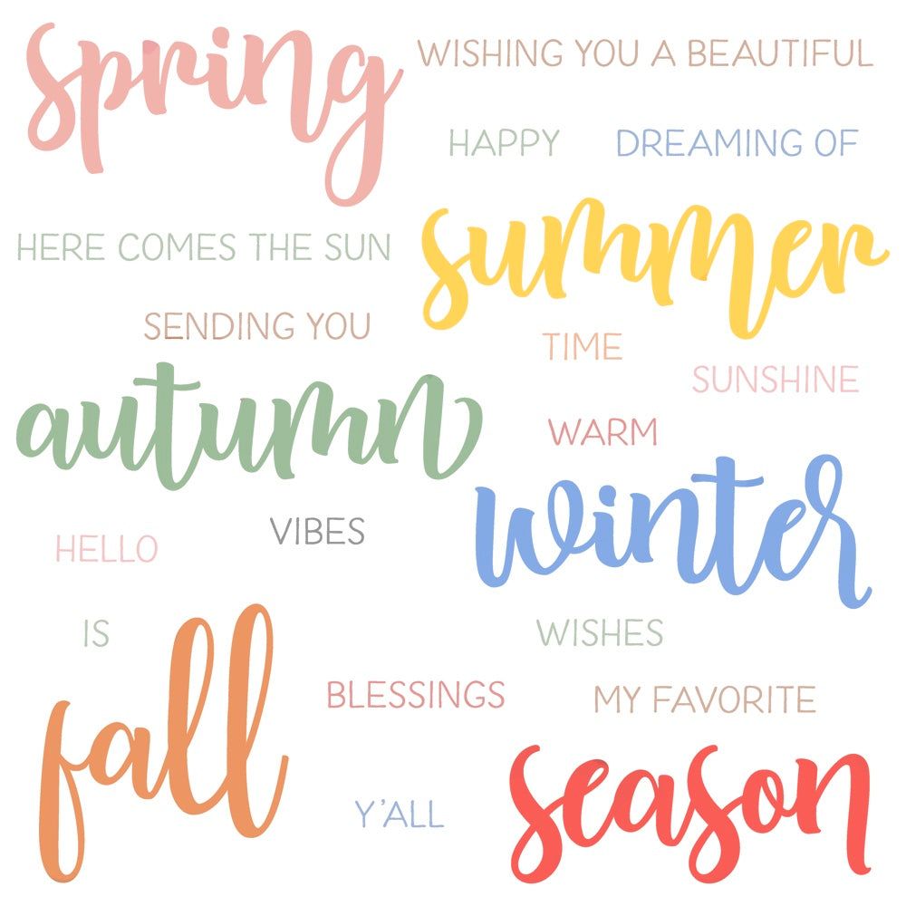 Bitty Buzzwords: Seasons - 4x6 Photopolymer Stamp Set - Honey Bee Stamps