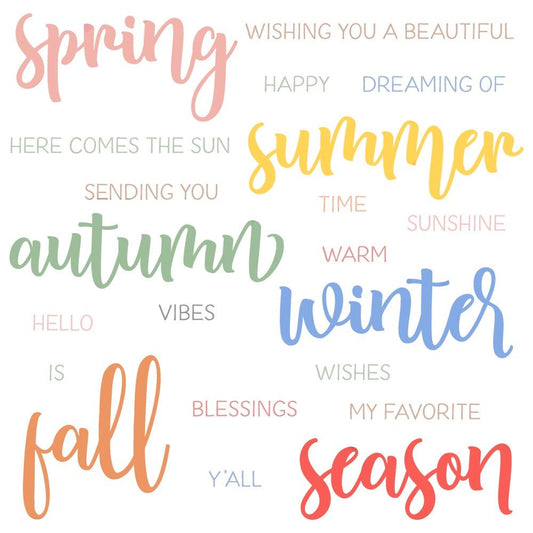 Bitty Buzzwords: Seasons - 4x6 Photopolymer Stamp Set - Honey Bee Stamps
