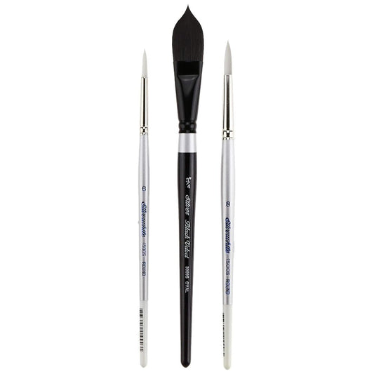Black Velvet & SilverWhite Set of 3 Paint Brushes Susan Louise Moyer Basic - Honey Bee Stamps
