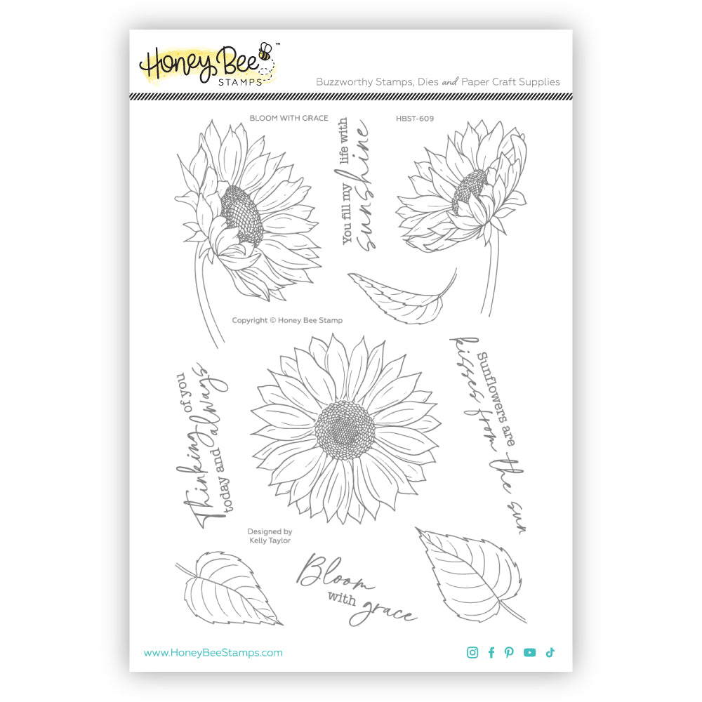 Bloom With Grace - 6x8 Photopolymer Stamp Set - Honey Bee Stamps