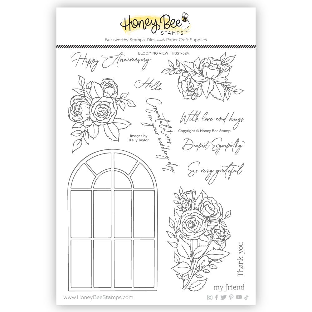 Blooming View - 6x8 Photopolymer Stamp Set - Retiring - Honey Bee Stamps