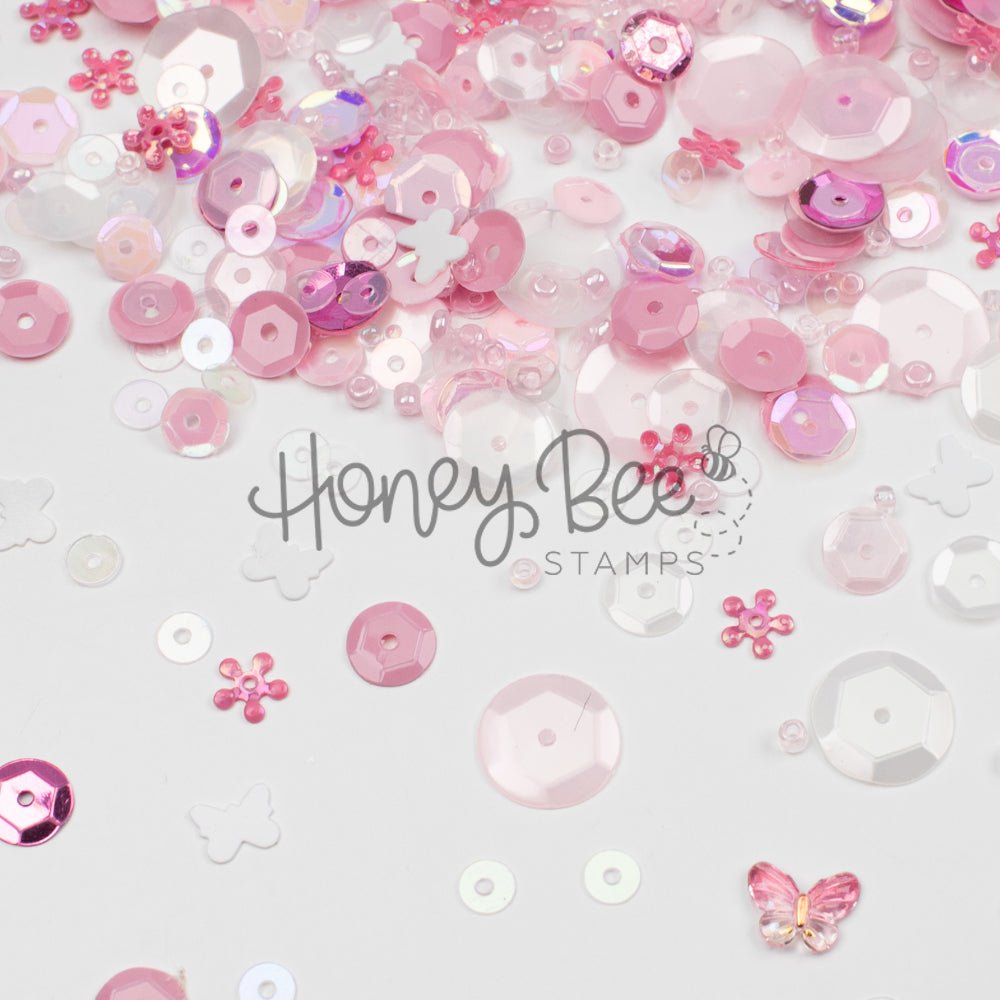 Blossom Breeze - Sequin Mix with Special 3D Pink Crystal Buttery - Honey Bee Stamps