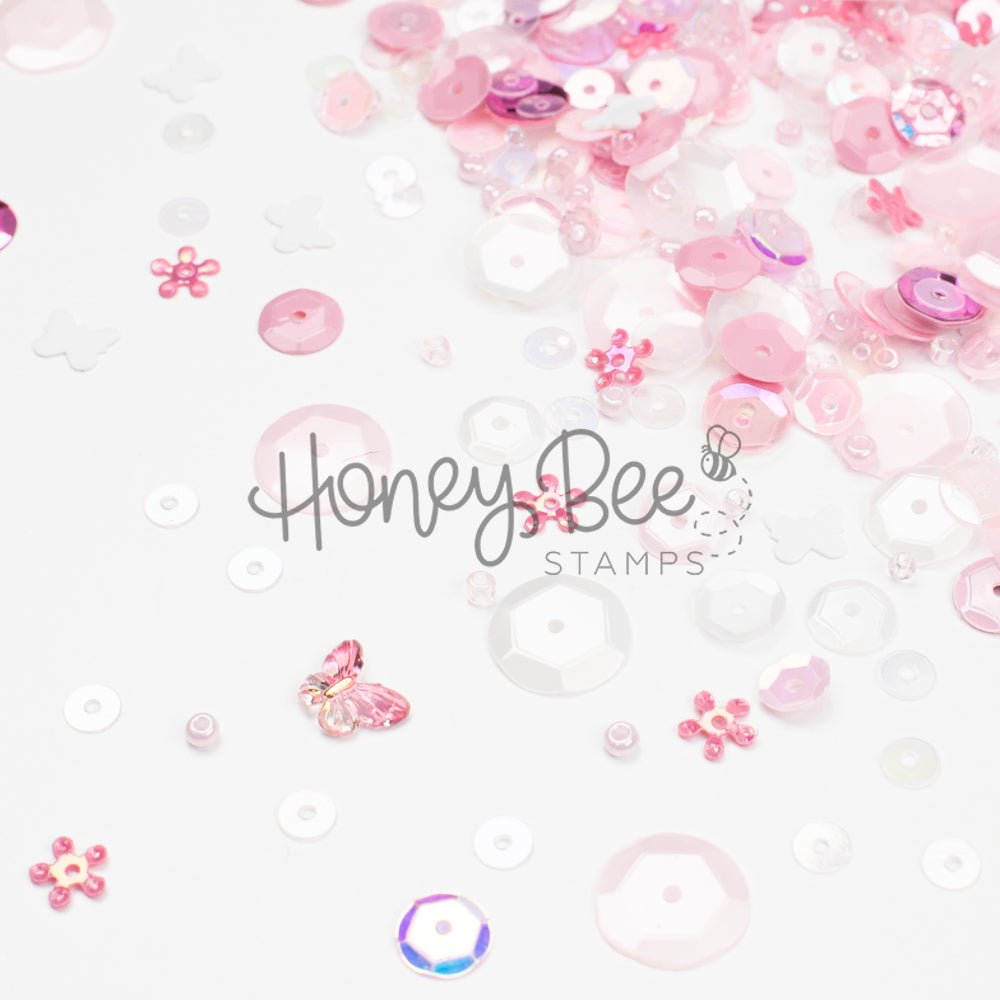 Blossom Breeze - Sequin Mix with Special 3D Pink Crystal Buttery - Honey Bee Stamps