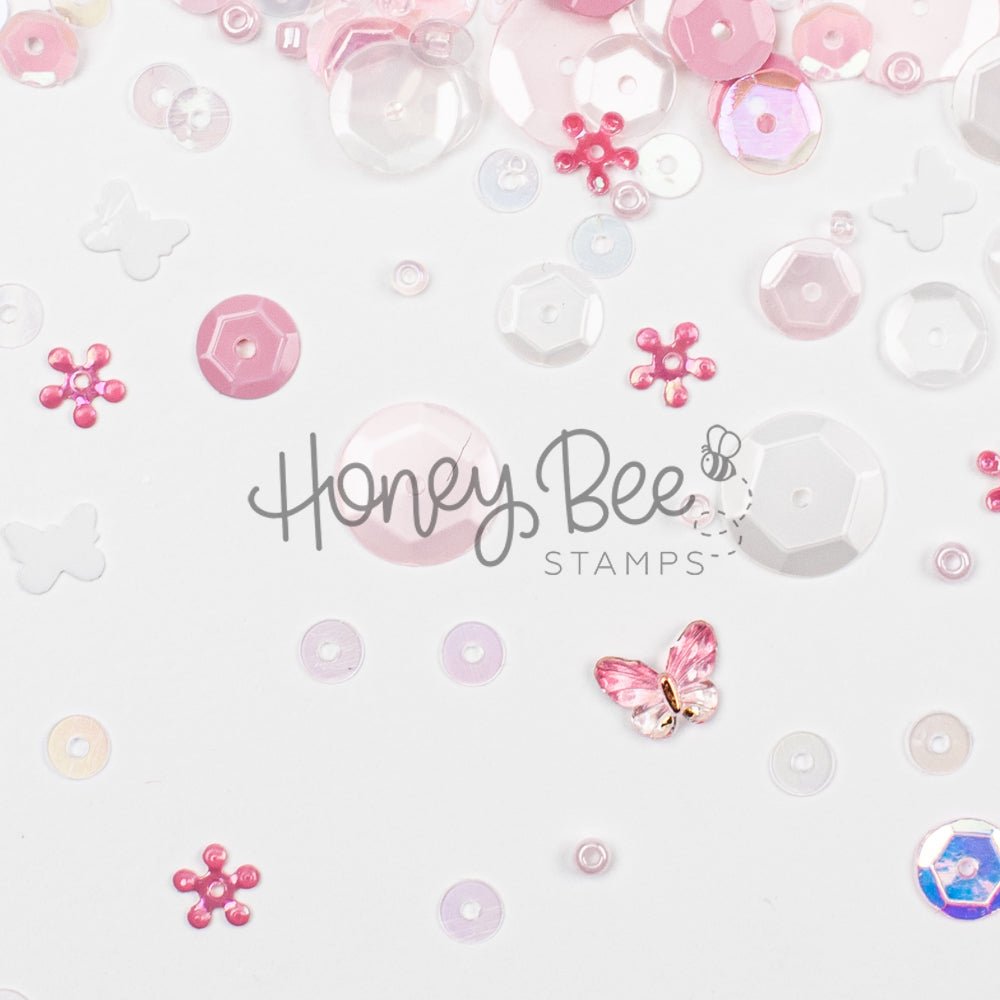 Blossom Breeze - Sequin Mix with Special 3D Pink Crystal Buttery - Honey Bee Stamps