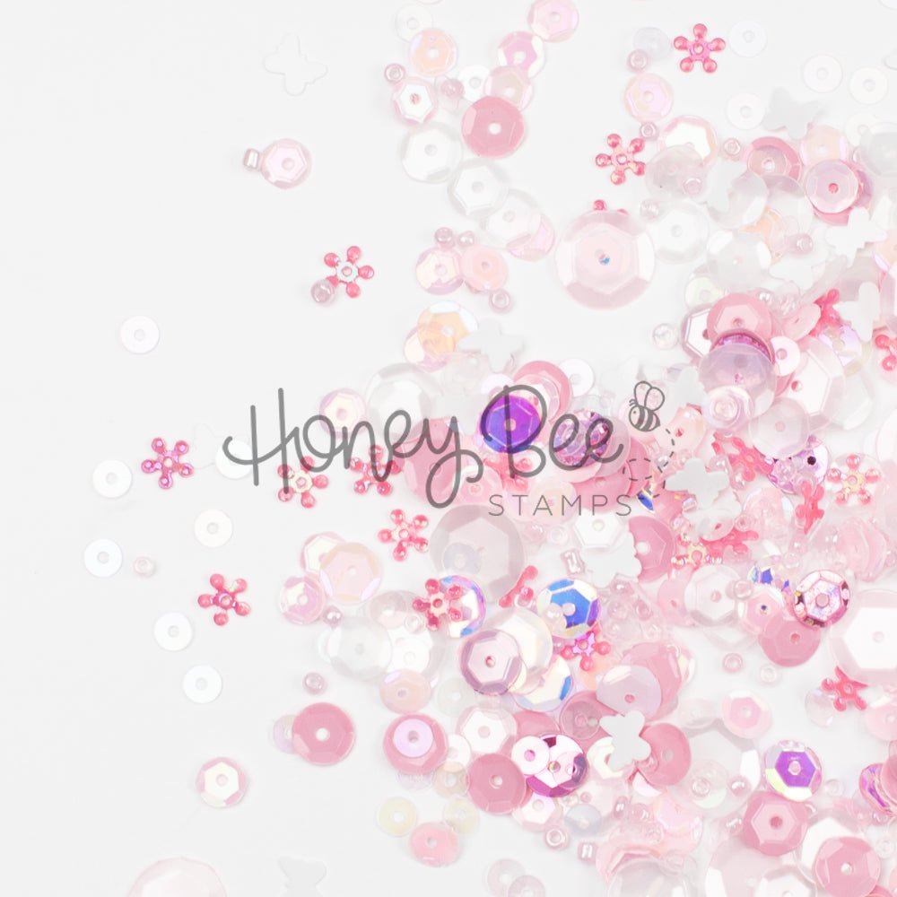 Blossom Breeze - Sequin Mix with Special 3D Pink Crystal Buttery - Honey Bee Stamps