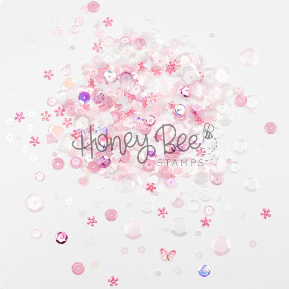 Blossom Breeze - Sequin Mix with Special 3D Pink Crystal Buttery - Honey Bee Stamps