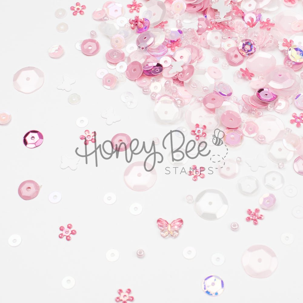 Blossom Breeze - Sequin Mix with Special 3D Pink Crystal Buttery - Honey Bee Stamps