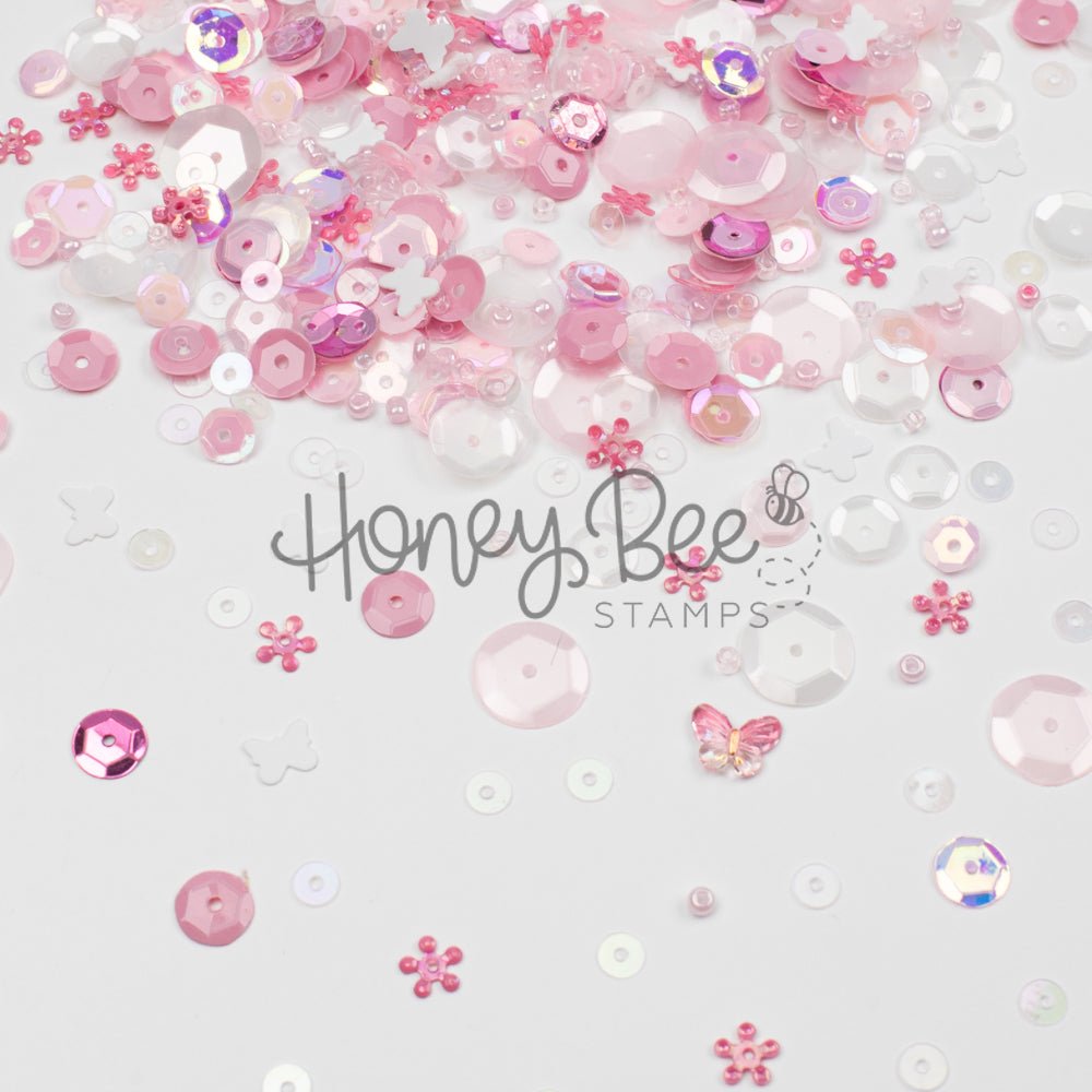 Blossom Breeze - Sequin Mix with Special 3D Pink Crystal Buttery - Honey Bee Stamps