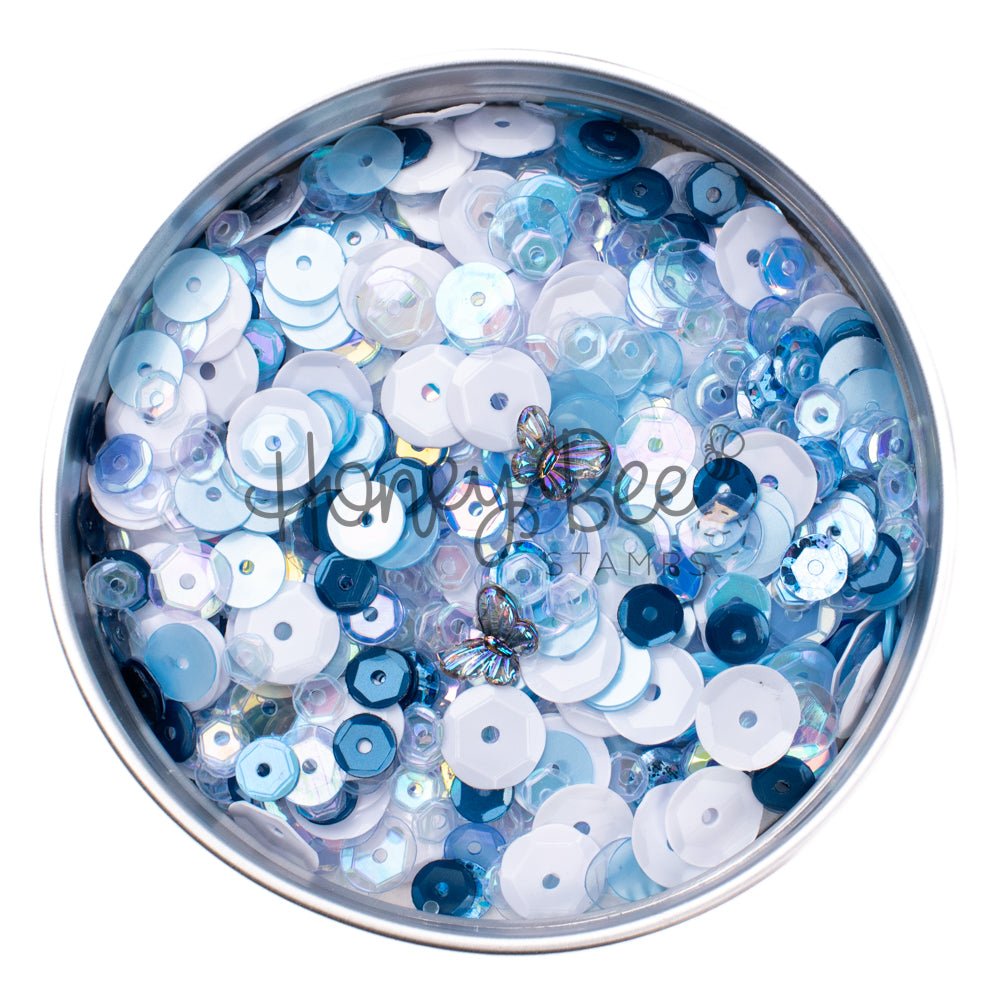 Blue Orchid - Treasure Blend - Sequins and 2 Mini Crystal Butterflies - Honey Bee Stamps