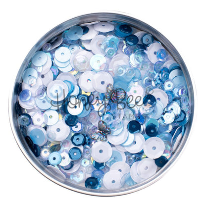 Blue Orchid - Treasure Blend - Sequins and 2 Mini Crystal Butterflies - Honey Bee Stamps