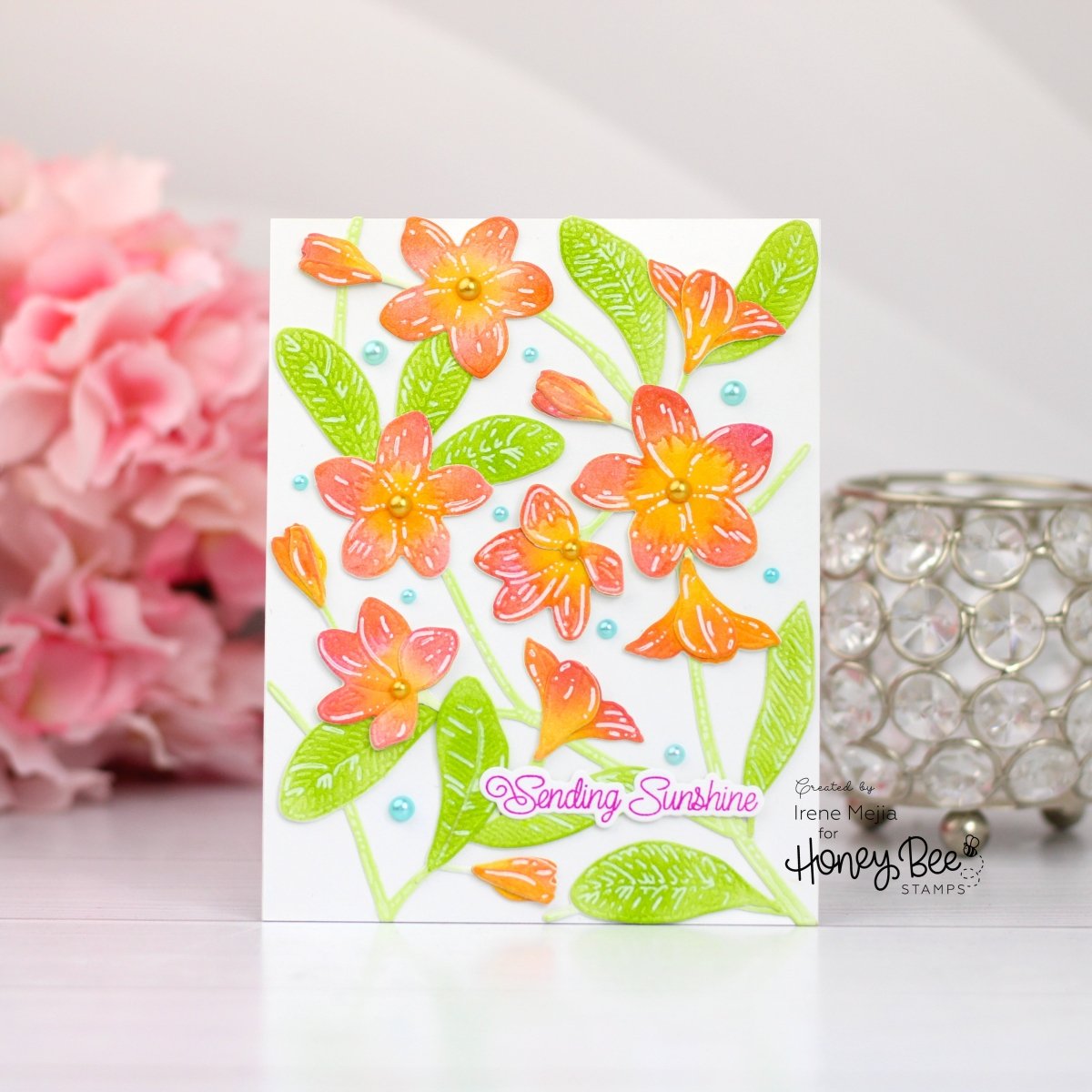 Bold Background: Plumeria - Honey Cuts - Stand - Alone Dies - Honey Bee Stamps