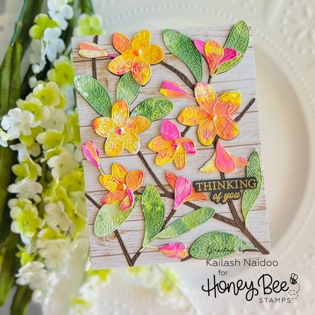 Bold Background: Plumeria - Honey Cuts - Stand - Alone Dies - Honey Bee Stamps