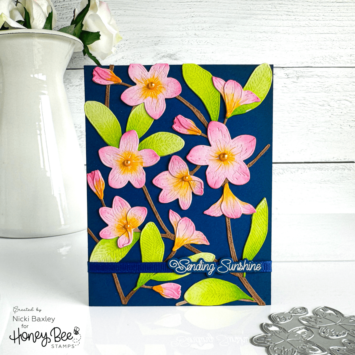 Bold Background: Plumeria - Honey Cuts - Stand - Alone Dies - Honey Bee Stamps