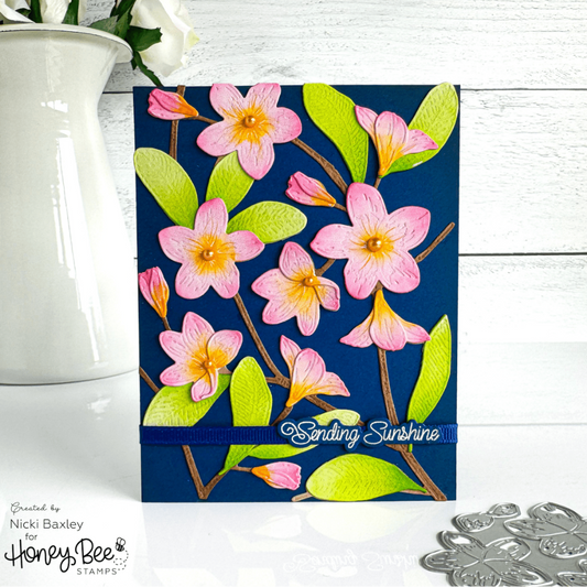 Bold Background: Plumeria - Honey Cuts - Stand - Alone Dies - Honey Bee Stamps