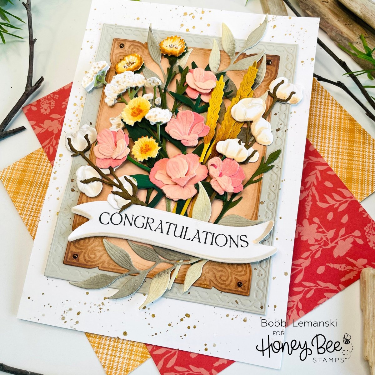 Bountiful Banner - 6x8 Photopolymer Stamp Set - Honey Bee Stamps