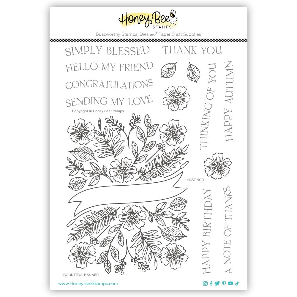 Bountiful Banner - 6x8 Photopolymer Stamp Set - Honey Bee Stamps
