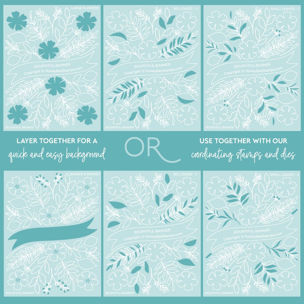 Bountiful Banner - Set Of 6 - A2 4.25"x5.5" Coordinating Stencils - Honey Bee Stamps
