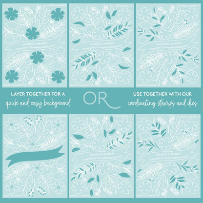 Bountiful Banner - Set Of 6 - A2 4.25"x5.5" Coordinating Stencils - Honey Bee Stamps