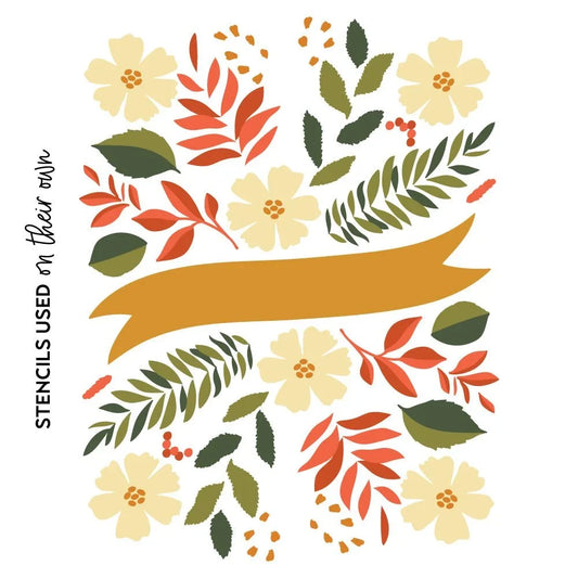 Bountiful Banner - Set Of 6 - A2 4.25"x5.5" Coordinating Stencils - Honey Bee Stamps