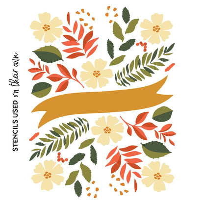 Bountiful Banner - Set Of 6 - A2 4.25"x5.5" Coordinating Stencils - Honey Bee Stamps