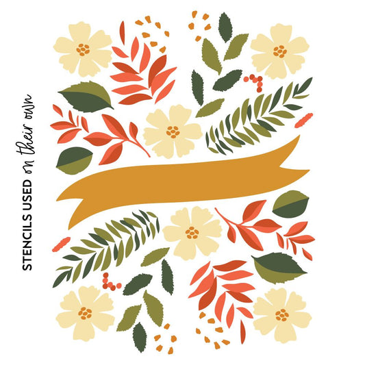 Bountiful Banner - Set Of 6 - A2 4.25"x5.5" Coordinating Stencils - Honey Bee Stamps