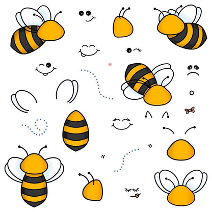 Build - A - Bee - 4x8 Photopolymer Stamp Set - Honey Bee Stamps