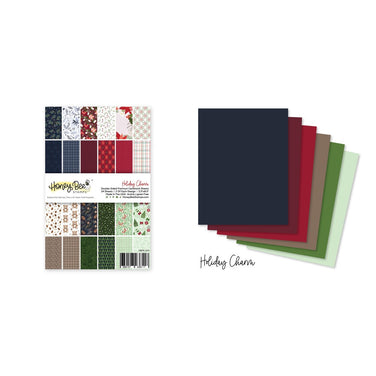 Holiday Charm Paper Bundle - Paper Pack Plus Coordinating Solid Cardstock Pack by Honey Bee Stamps