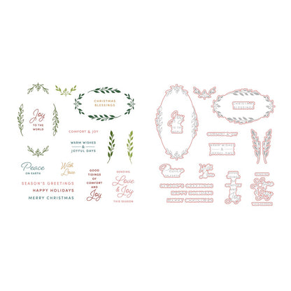 Laurel Wishes Stamp Set and Coordinating Honey Cuts Bundle