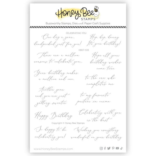 Celebrating You - 5x6 Photopolymer Stamp Set - Honey Bee Stamps