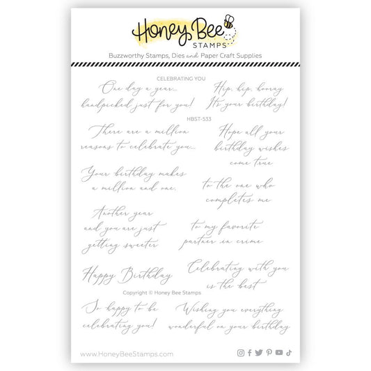 Celebrating You - 5x6 Photopolymer Stamp Set - Honey Bee Stamps