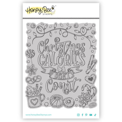 Christmas Calories - 4x5 Rubber Cling Background Stamp Set - Honey Bee Stamps