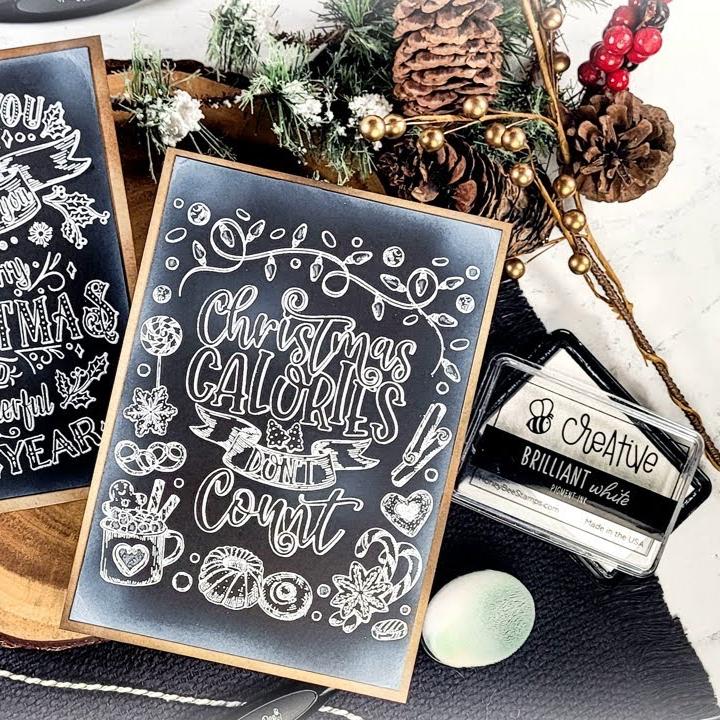 Christmas Calories - 4x5 Rubber Cling Background Stamp Set - Honey Bee Stamps